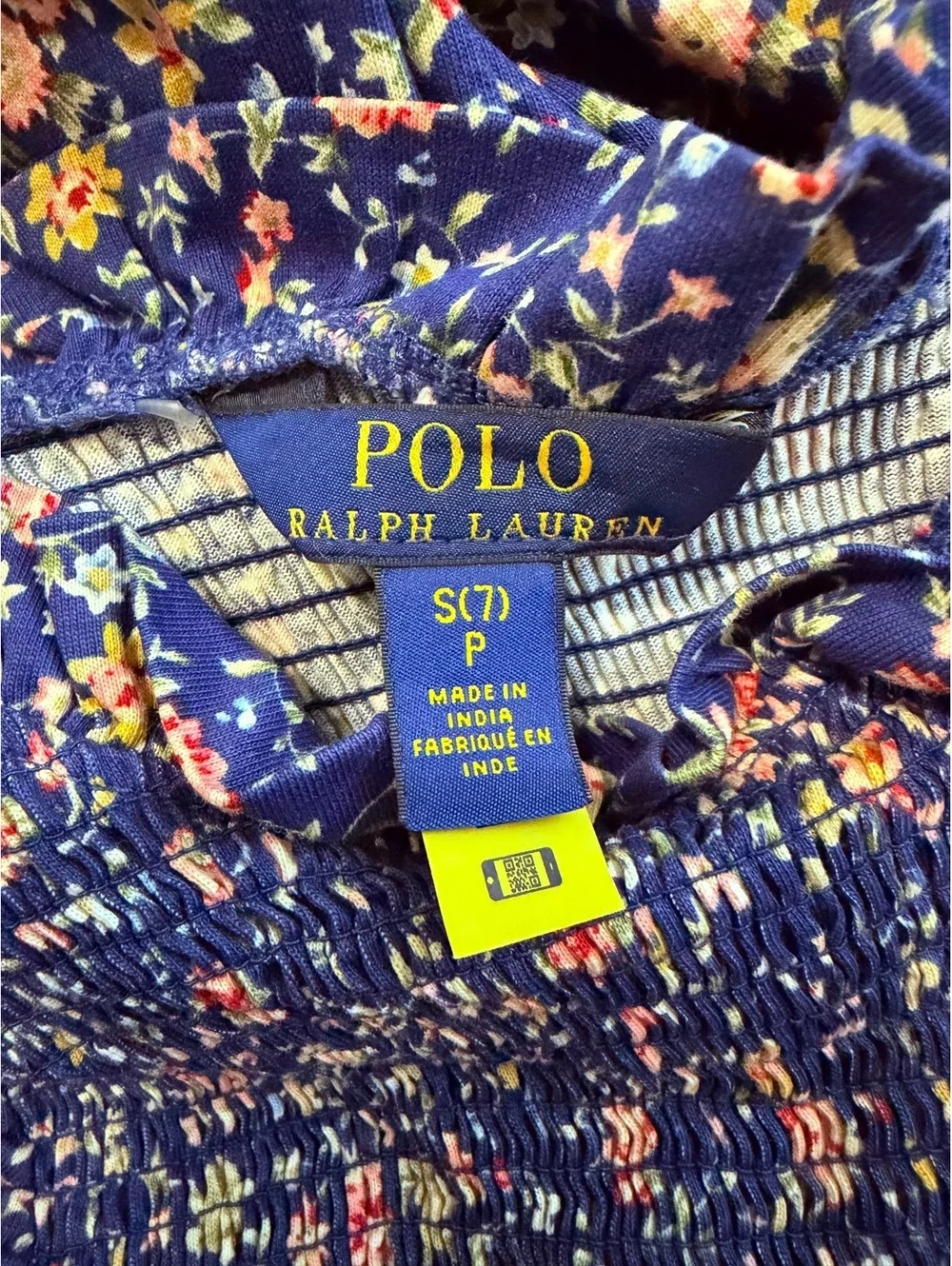 POLO Ralph Lauren Cotton Floral Long Sleeve Smocked Tiered Dress Girl's Size 7